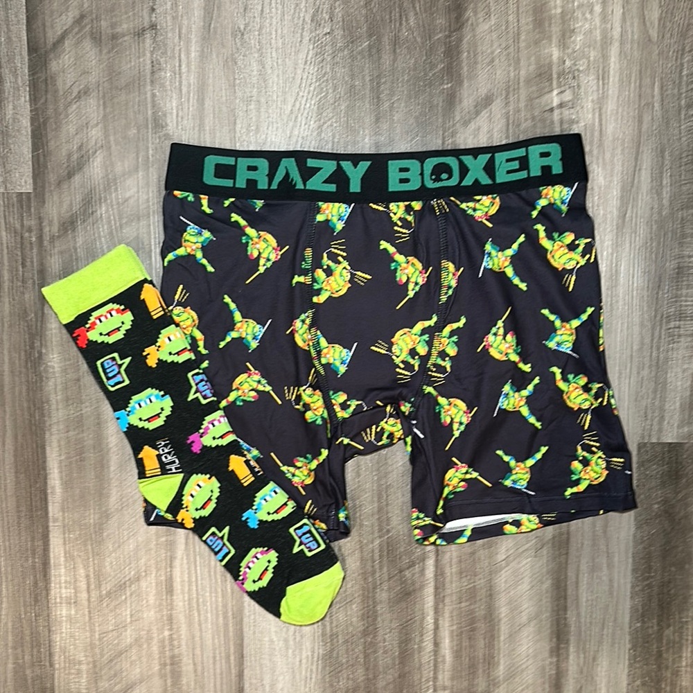 Teenage Mutant Ninja Turtles Crazy Boxer Socks and Boxer Briefs Combo - Medium